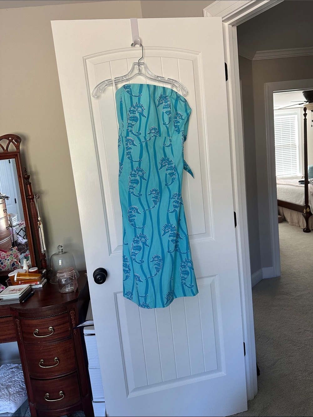 Lilly Pulitzer Strapless Turquoise Seaside Print Dress